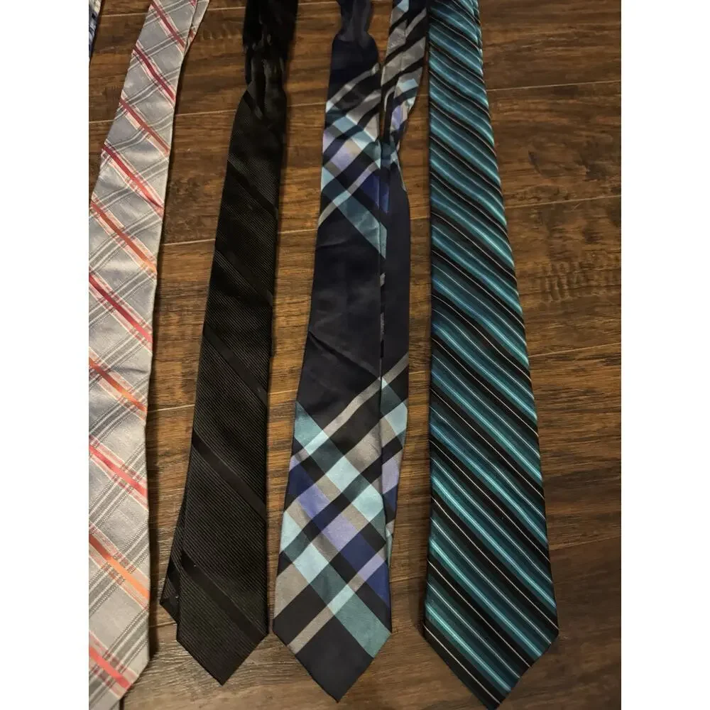 EXPRESS 100% Silk Tie Lot 10 Mens Blue Stripe Executive Necktie Plaid Gray